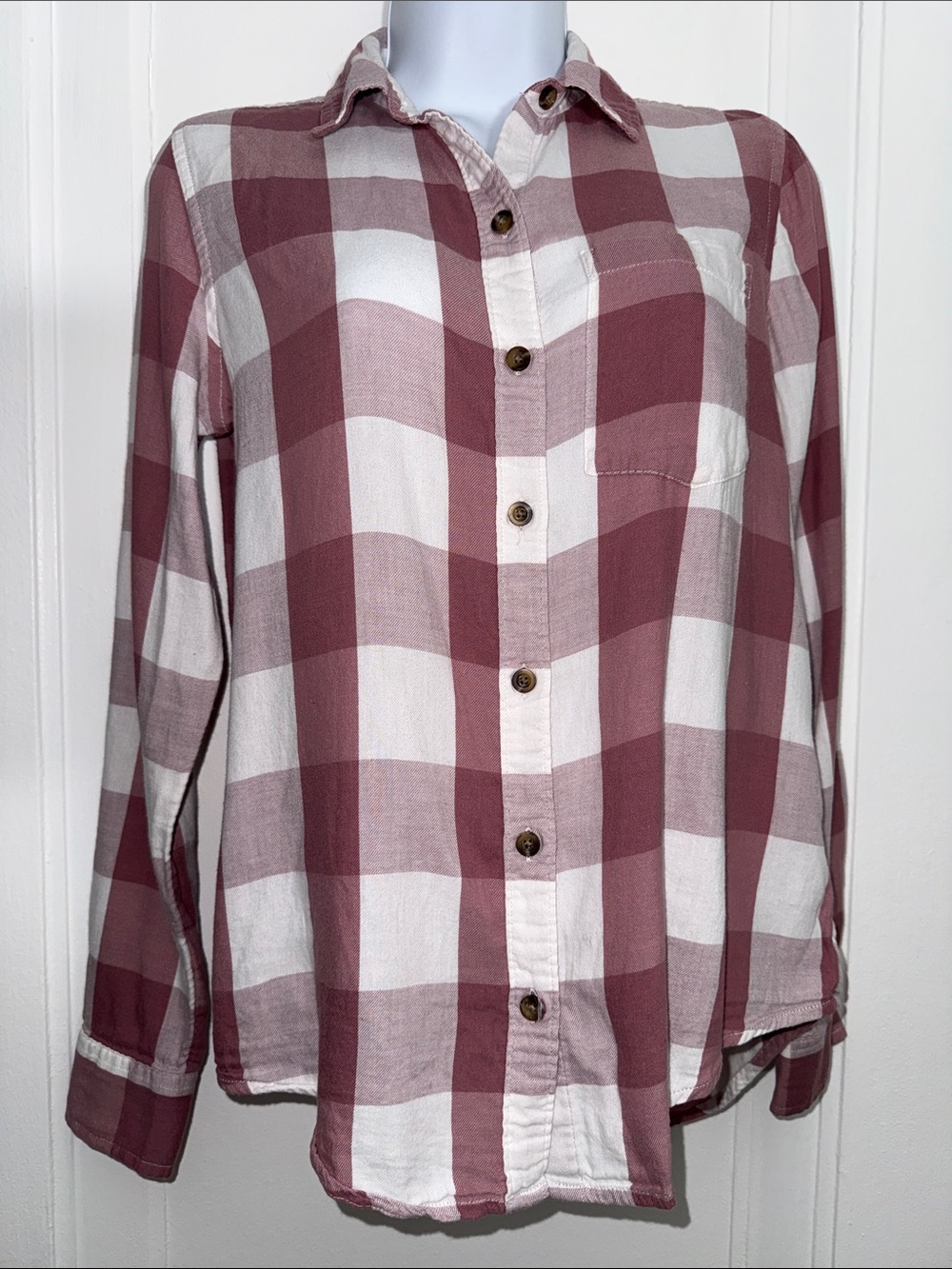 SO “favorite shirt” pink/mauve plaid size xs